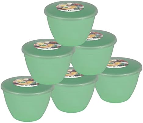Just Pudding Basins Pastel Colours Green 1 Pint Basin and Clear Lid Pack of 6 Plastic Pudding Steaming Bowls