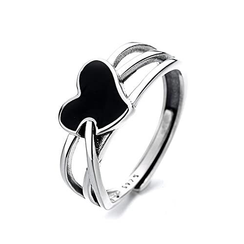 Bague hip-hop en émail noir et argent pour sublimer votre look street urbain chic