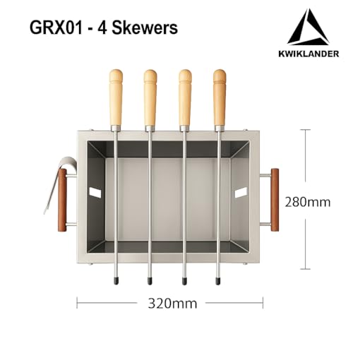 Image of Compact Portable Foldable Stainless Steel Tandoor Charcoal Barbeque Bbq Grill Set With 4 Skewers, Tongs, Bag, Charcoal Tray For Home Outdoor Garden (32 X 28 Cm), Free Standing
