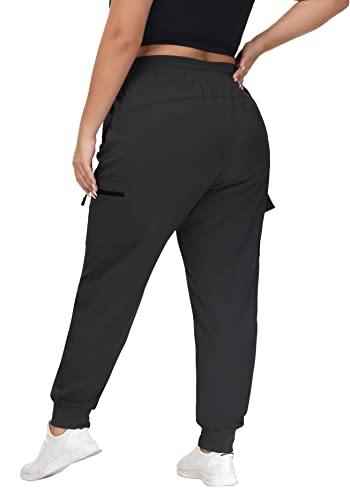 SEKINO Women's Plus Size Hiking Cargo Pants Lightweight Quick Dry Joggers Athletic Workout Outdoor Zipper Pockets Pants4