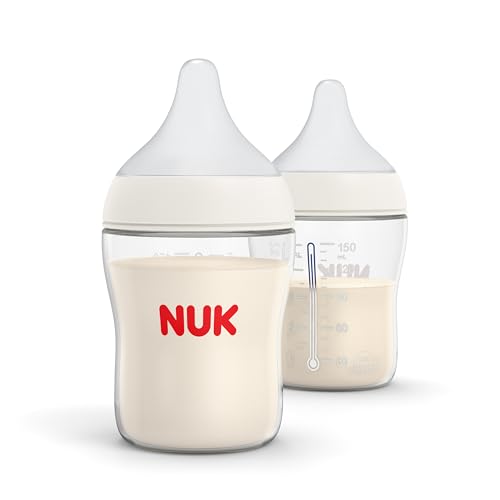 NUK Perfect Match Botella 2 en 1 natural y anticólicos con flujo lento, pezón amplio, adaptable, 5 onzas, paquete de 2