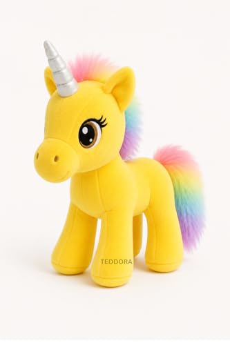 Image of Angel Unicorn Soft Toy for Girls Boys Kids,Yellow,Unicorn Animal Plush Stuffed Baby Teddy Gift Birthday, 30 cm