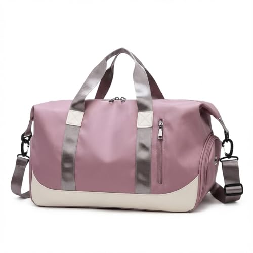 Bolsa de Viagem Esportiva, Mala de Mão com Alça Transversal, Grande Capacidade para Academia e Viagens (Rosa Malva)