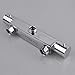Thermostatic Shower Mixer 2 Outlets High and Low Thermostatic Mixer Chrome Hot Cold Water Mixer Constant Temperature Control Valve Chromed Finished for Bathroom with Safety Protection