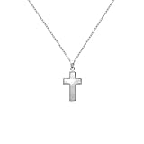 Poinçonné Collier Croix 45 cm en Argent 925 et Nacre Neuf