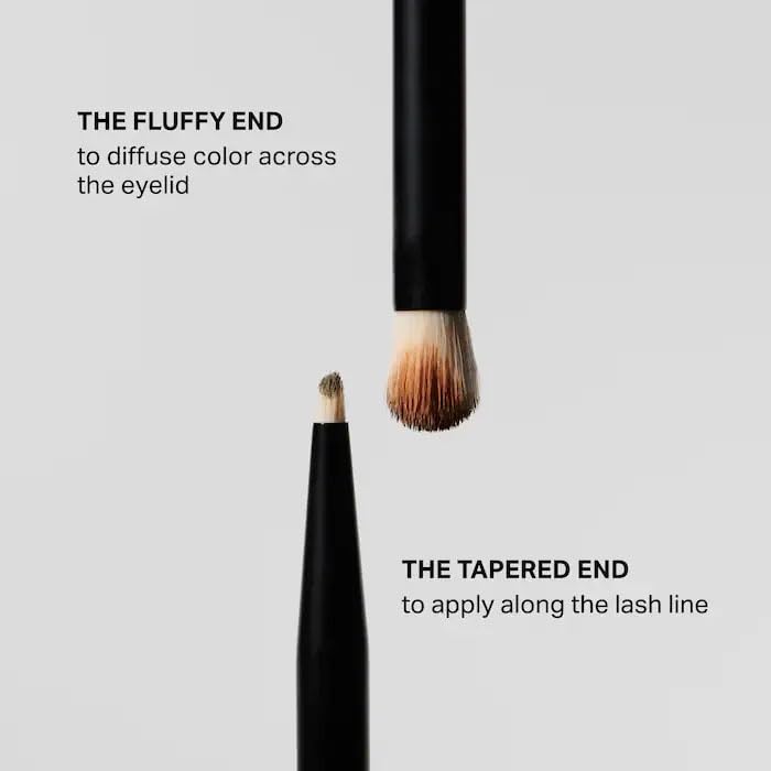 MERIT - Double-Sided Eyeshadow Brush - Dual-Ended Makeup Brush for Precise Application, Blending, and Smooth Pigment Distribution - Soft Synthetic, Vegan & Travel-Friendly