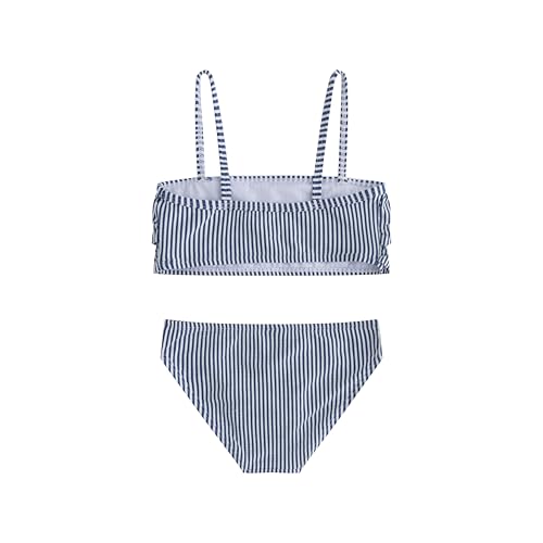 Image of LIZENS Girls Two Piece Striped Bikini Set Swimwear Flounce Ruffle Trim 2-12Years Beach Bathing Swimsuit