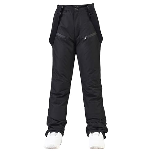 Pantalones de senderismo para mujer, impermeables, tallas grandes, pantalones de esquí para hombre con tirantes, pantalones de snowboard, pierna recta, con bolsillos con cremallera, pantalones de - imagen 2