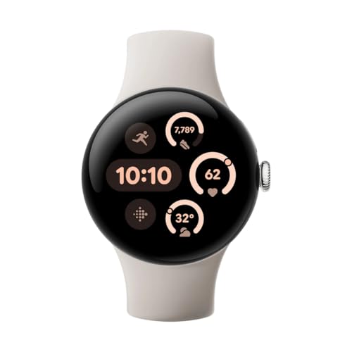 Image of Google Pixel Watch 3 (41 mm) - Android smartwatch with heart rate tracking, advanced running from Fitbit, fitness insights, 24-hour battery - Polished Silver Aluminium Case - Porcelain band - Wi-Fi