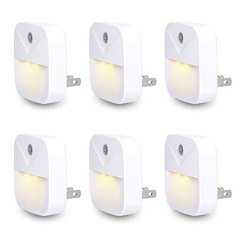Uigos LED Night Light, Warm White Nightlight, Dusk-to-Dawn Sensor, Bedroom, Bathroom, Kitchen, Hallway, Stairs, Energy Efficient, Compact, 6-Pack Cover
