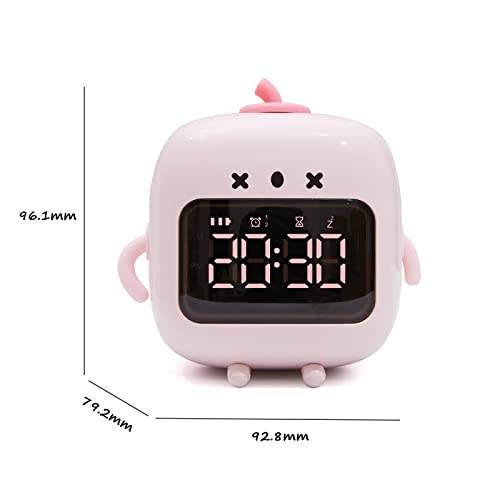Maxspace Cute Alarm Clock,Robot Digital Alarm Clock Chargeable With Snooze And Timer,Multi-Function Voice-Activated Bright Screen Table Clock For Boys And Girls Bedroom (Pink) #TOP6