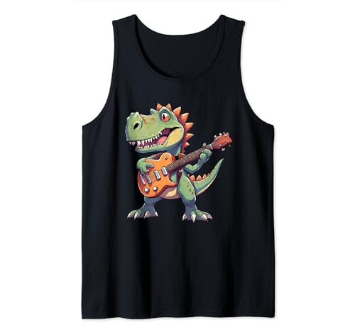 Divertido guitarrista guitarrista Dino Dinasour músico regalo Camiseta sin Mangas