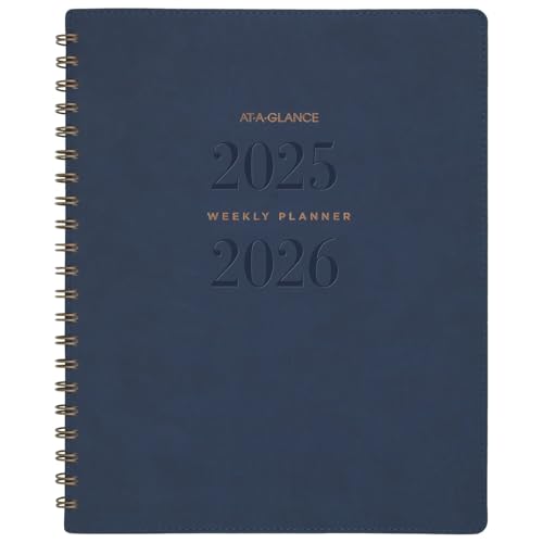 AT-A-GLANCE Planner 2025-2026 Academic, Weekly & Monthly, 8-1/2" x 11", Large, Monthly Tabs, Flexible Cover, Signature Collection, Navy (YP905A20) by AT-A-GLANCE - Used condition - CA$6.63