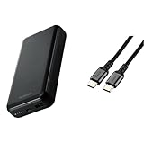 【Type-Cケーブルセット】 エレコム モバイルバッテリー 20000mAh 大容量 20W 2ポート USB-C×1 USB-A×1 USB PD対応 【 iPhone14 SE3 iPad 各種対応】 ブラック EC-C07BK + エレコム USB Type C ケーブル 1m 100W PD対応 高速充電 断線防止 高耐久 ナイロンメッシュ ブラック MPA-CCECAN10BK