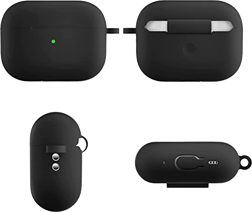 Meyaar Compatible for AirPods Pro 2nd Generation Case Cover with Keychain, Soft Silicone Skin Case Cover Full Protective (Only Silicone Cover) (Black)