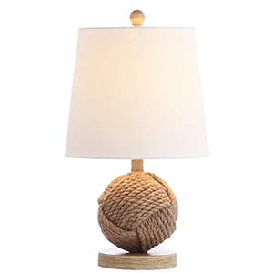 JONATHAN Y JYL6500A Monkey Fist 18″ Rope Ball LED Table Lamp Coastal Cottage Industrial Bedside Desk Nightstand Lamp for Bedroom Living Room Office College Bookcase LED Bulb Included, Natural