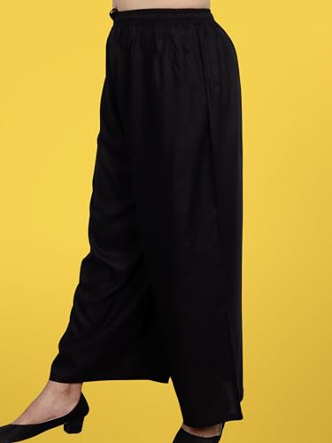 Image of KASANI Women's Solid Rayon Palazzo Pants Regular Palazo
