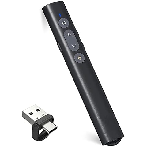 USB/Type-C 2 in 1 Presentation Clicker for Powerpoint, Hyperlink Volume Control Wireless Presenter Remote Presentation Pointer Slide Advancer PPT Clicker for Mac iPad Computer Laptop Cover