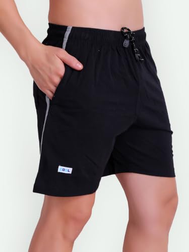 Image of T.T. Cotton Blend Shorts for Men | Regular Fit | Elasticated & Zipper | 2 Sided Pockets & 1 Back Pocket | Solid | Above Knee Length Bermuda Short | Ideal for Casual Outings