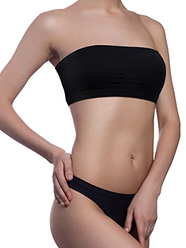 Image of Women Bandeau Bra Padded Strapless Bralette Bra Seamless Bandeau Tube Top Bra