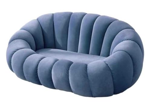 Image of Three Seater Creative Pumpkin Striped Sofa for Living Room Floor Low Pouffe Modern Lounge