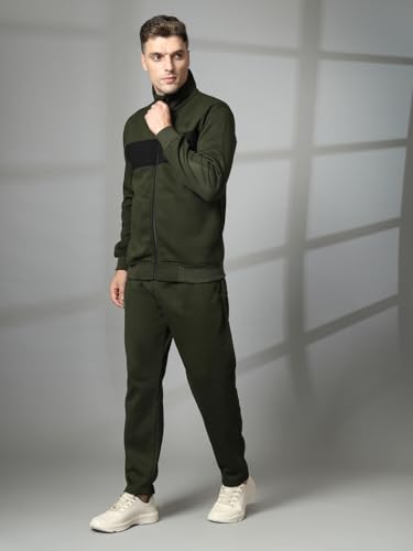 Image of CHKOKKO Track Suit For Man High Neck Winter Tracksuit Men Full Zip Jacket With Elastic Waist Lower And Soft Sports Activewear Set For Gym Running And Casual Use