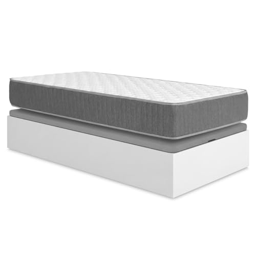 DEKIT - Pack Ahorro Juvenil Canapé Nest con 1 Colchón viscoelástico con muelles ensacados Aurea 105 x 190cm
