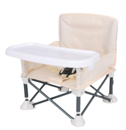 SIzlaho 子供用ダイニングチェア、ポータブルで折りたたみ可能、ベビーダイニングテーブル、外食、ストラップデザイン、アルミニウム、6ヶ月から3歳、大きな収納バッグ、多機能チェア(31 * 31 * 37cm) (ベージュ)