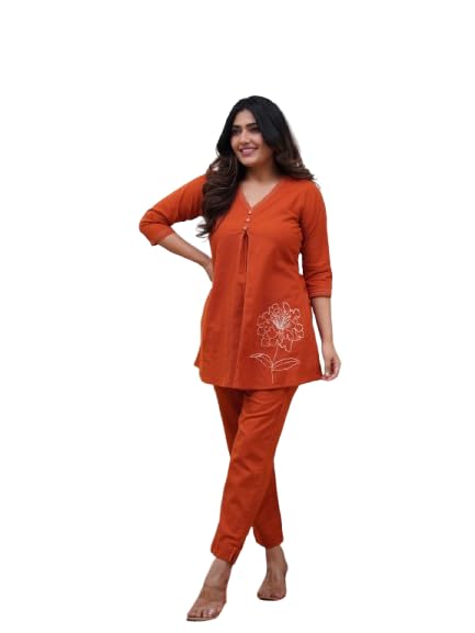 jikra jaipur Women's Cotton Co ord Set Top and Pant 3/4 Sleeve Stylish Comfortable Coordinated Women Clothing Collection-picture-31