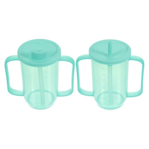 GARVALON 2個 用カップ 液体給餌カップ 回復期の授乳カップ 高齢者ケアマグ お粥カップ 高齢者のシッピーカップ 高齢者用シッピーカップ 高齢者ケアカップ プラスチック Green