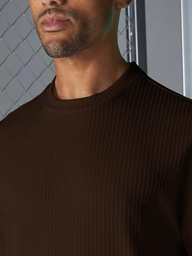 Image of Maniac || Mens || Solid || Round Neck || Half Sleeve || Seersucker || Cottonblend || Oversized || T-Shirt