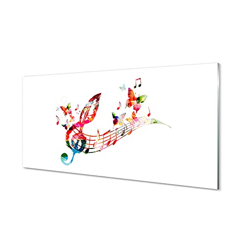 Impression sur verre 100x50 cm de notes de musique colorées Tulup pour salon