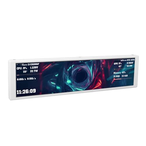 Image of 9.2 Inch Computer Secondary Screen, IPS LCD Mini Monitor, Real Time CPU GPU RAM HDD Data Display, Visual Theme Editor, Auto Brightness (White)