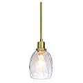 XiNBEi Lighting Mini Pendant Lights Kitchen Island Modern Satin Brass Pendant Light with Clear Glass Adjustable Hanging Kitchen Lighting for Dining Room Entryway XB-P1210-SB