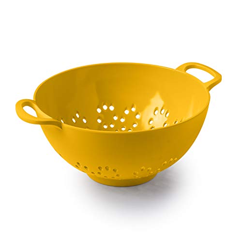 Zeal Melamine Berry Colander Small Kitchen Strainer Sieve with Easy Grip Handles, 15cm, Mustard Yellow