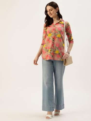 Image of feranoid Classic Collared Cotton Shirt with 3 /4 Sleeve for a Timeless Casual Look