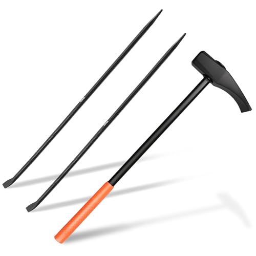 35429 Tire Bead Breaker Hammer & 2 PCS 32 Pry Bar Set Heavy Duty Tire Iron Combo for Truck Tractor Semi Professional Tire Changing Tools for Farm ATV Bus Car