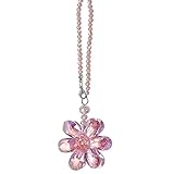 Crystal Flower Car Rear View Mirror Pendant Car Hanging Ornament Car Accessories, Crystal Beads Charm Decor Car Accessories for Women Interior, Pink