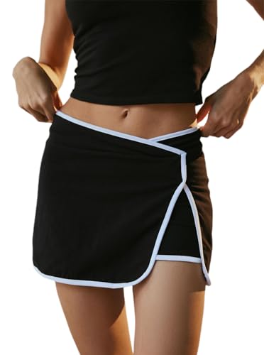 Women's Casual Contrast Trim Slim Fit Asymmetric Short Mini Skirt