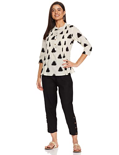 Image of Max Women Solid Woven Cropped Regular Fit Pants