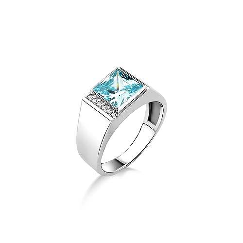Bague pour hommes unis en topaze bleue, le cadeau idéal pour son mari
