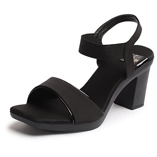 XE Looks Women's Trendy Block Heels | Open-Toe Sandals with Elast...