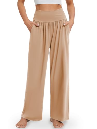 Image of Gracyoga Wide Leg Yoga Pants for Women Casual Loose Cozy Sweatpants High Waisted Lounge Pajama Flowy Pants With Pockets