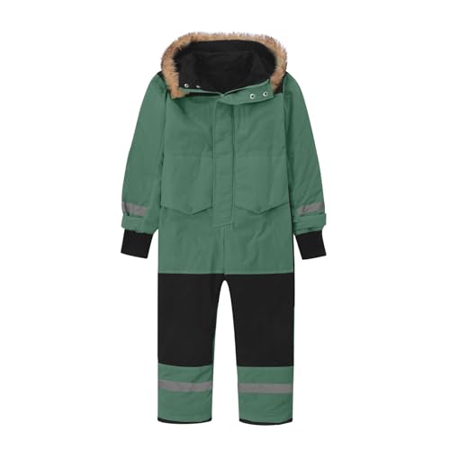 Snowsuit Children's Boys Ski Suit Thermal Ski Overall Winter Warm Snow Overall Windproof Winter (Green-E, 6-7 Years)2