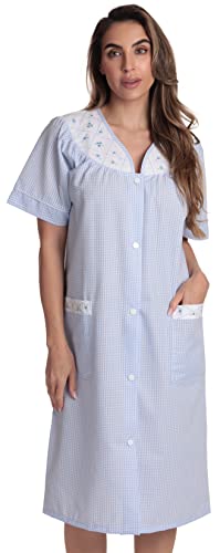 Dreamcrest Short Sleeve Button Front Duster 8518-BLU-M