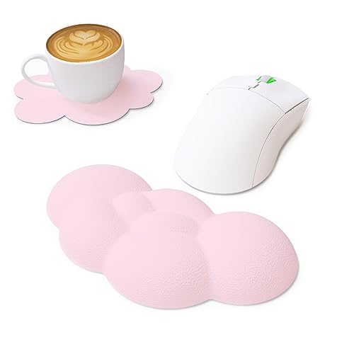 ZIYOU LANG Reposamuñecas de ratón en forma de nube, reposamuñecas ergonómico con memoria de espuma para teclado, alfombrilla de ratón de cuero resistente al agua para oficina, portátil hombres mujeres