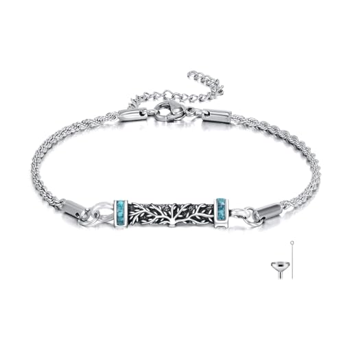 Urn Bracelet For Ashes 925 Sterling Silver Abalone Shell Cremation Keepsake Pendant Locket Bracelet For Women Men