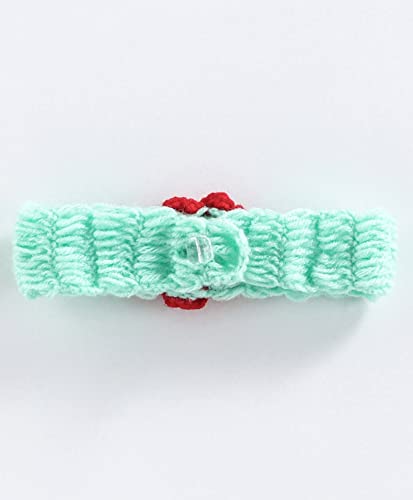 Image of Flower Detailed Sleeveless Dress with Headband & Booties - Sea Green