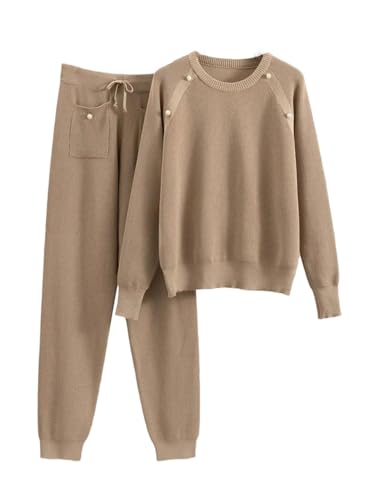 Women's Two-Piece Nail Bead Knitted Sweater Pants Western Style Set