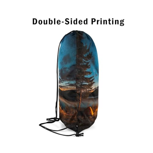 Erosebridal Camping Theme Waterproof Sackpack Happy Camping Drawstring Backpack 13x15.7 For Sport Gym Swim Yoga Camping Natural Forest Campfire Tent Reversible String Bag Camper Adventure Cinch Bags4